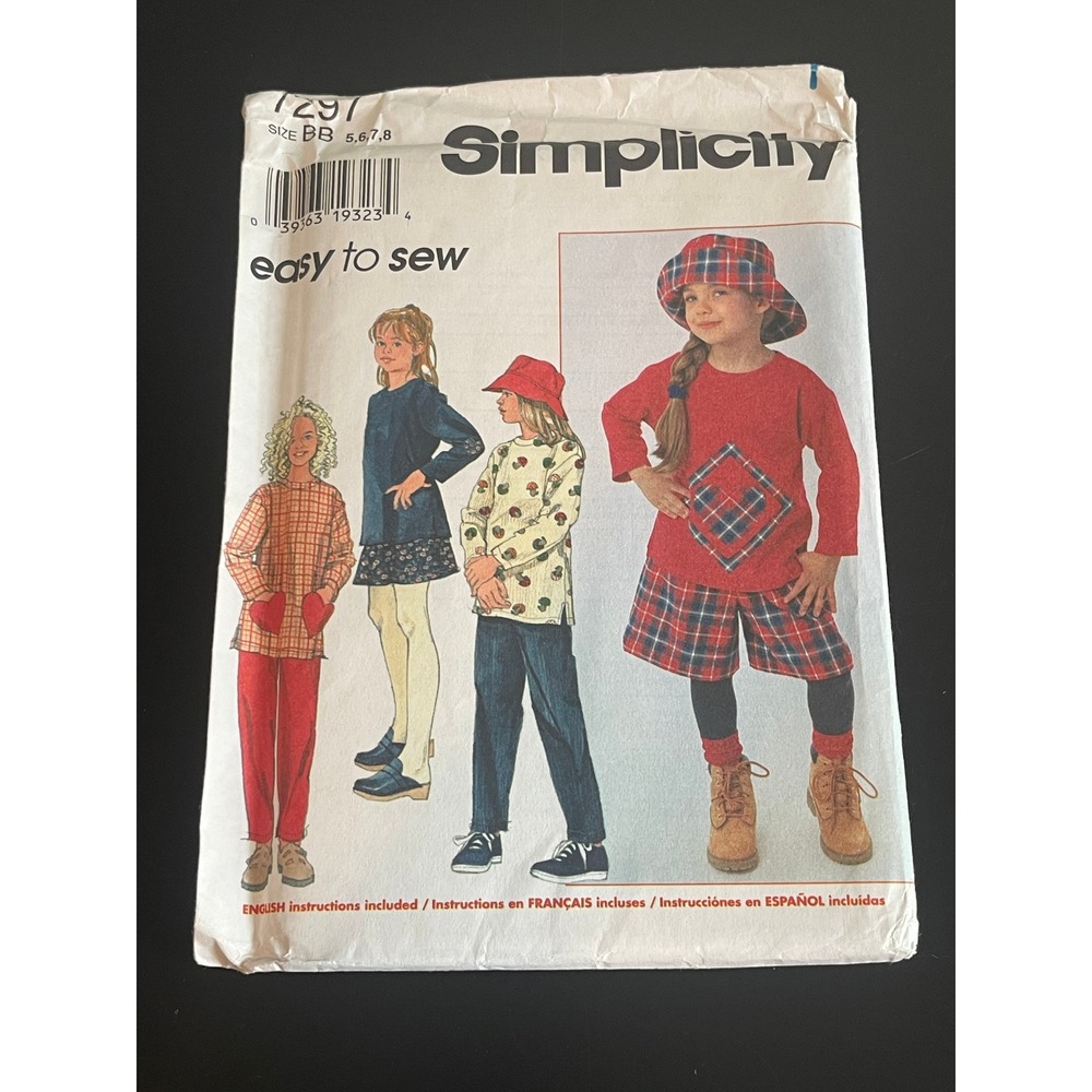 00595 - Simplicity 7297 Children Easy to Sew Top Pants Skirt Hat Pattern Sz‎ 5-8